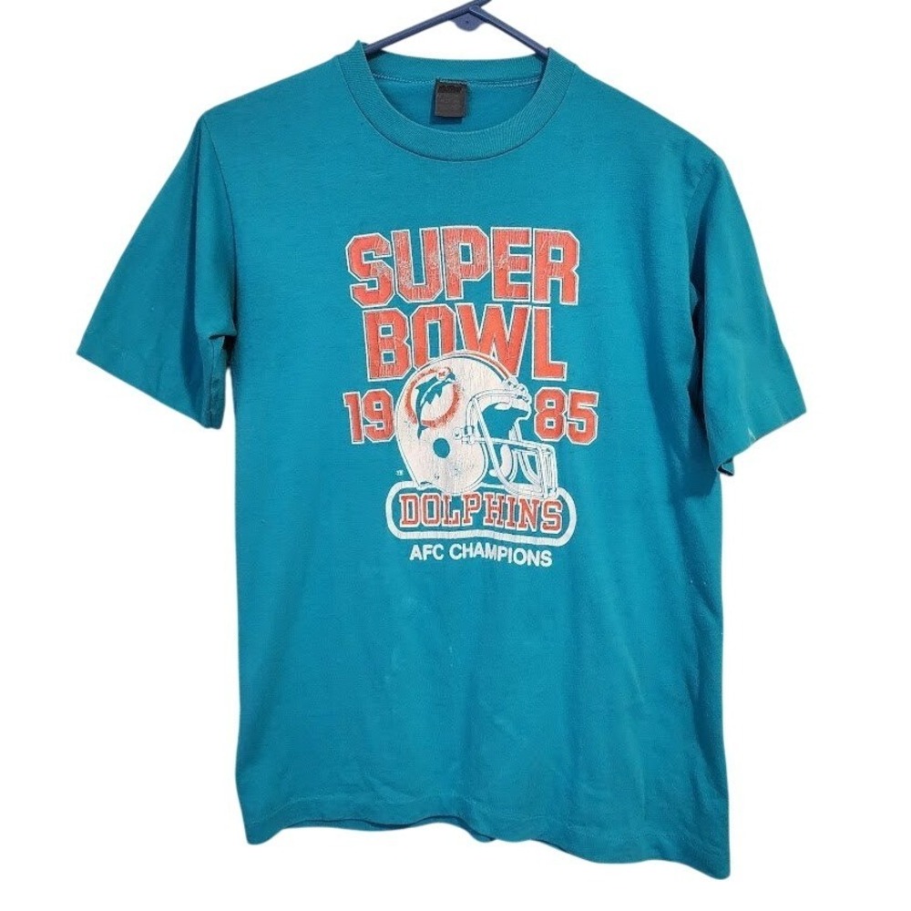 MIAMI DOLPHINS VINTAGE SUPER BOWL XIX 1985 Tee‎ Aqua Graphic Shirt M